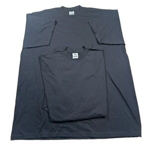 2X PROCLUB HEAVY WEIGHT T-SHIRT USA BLACK PLAIN PRO CLUB BLANK Mens 5XL